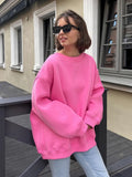Solid Color Pullovers Women Autumn Winter Y2k Long Sleeve Loose Sweatershirts Harajuku Retro O-Neck Fleece Hoodies