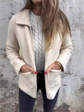 Fongt New Single-Sided Autumn And Winter Collar Knit Zipper Casual Coat Woman