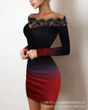 New Hot Gold Stitching V-Neck Pleated Satin Dress ODS1013C Series-Outfit