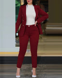 2023 Women's Pant Sets Formal Business Double Breasted Blazers Jacket Pants 2 Piece Set Solid Elegant Ladies Pant Suits
