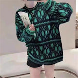 New 2021 Autumn Winter Women Sweaters Pullovers Fashionable Printed Oversized Vintage Jumpers Wild Lady Tops