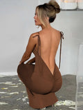 Bodycon Backless Maxi Dresses for Women 2023 Spaghetti Strap Pleated Long Summer Dress Female Party Clubwear
