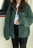 Letter Print Zip-up Jacket-Outfit