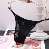 Fongt Trousers Female Lace Sexy No-Width Perspective Seduction Cotton Crotch Hollow Comfortable Lady Solid Color Low-Waisted Tpants