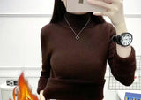 Thicken Turtleneck Bottomed Sweaters Women's Oversized 4xl Plus Velvet Warm Knit Pullover Khaki/white Slim Sweater