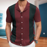 Fongt Men's Cardigan Knits Men's Sexy Shirts Collar Business Casual Polo