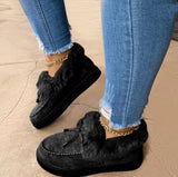 New Winter Ankle Boots Cow Suede Leather Snow Boots Plush Natural Fur Warm Slip-on Ladies Shoes Flats Plus Size