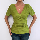 Fongt Spring And Summer EBAY Women's Dresses Short Sleeves Loose Solid Chiffon