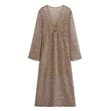 Fongt Wind Spring City Casual Loose-Fitting Sleet Shirt Dress V Collar Long Beads Of The Flute Dress 3618862
