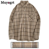 Women Shirt Plaid Oversize 3XL Turn-down Collar Leisure Fashion Loose All-match Womens Long Sleeves Soft Chic Korean