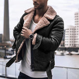 Fongt Explosion Of Imitation Leather Velvet Men's Jacket Thick Zipper Coat Fur Bump Color