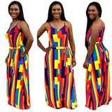 Fongt New Women's Casual Loose Print Cotton Slip Dress-Outfit