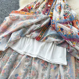 Fongt Style Niche Elegant Sleeveless Single Buckle Print Roll Dress Women Fashion Thin Dress