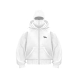 Fongt Trendy Double Hat Boomer Design Hooded Zipper Open-Shirt Couple Windproof Street Coat