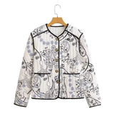 Fongt Women's Explosive Printed Long-Sleeved Cotton Coat
