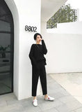 Fongt 2025 Autumn And Winter New Set Of Sweater Thin Knit Trousers Casual Suit Women's Two-Set