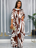 Fongt Printed Pantyhose Kit Rope Tie With Loose Blouse And Casual Broad Leg Pants Two-Piece Set