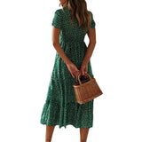 Fongt New Wish Burst Square Collar Bubble Sleeve Floral Dress Dress-Outfit