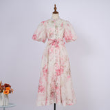 Fongt Court Style High Design Feeling Heavy Industry Nail Drill Short Sleeve Single Buckle Dress + Sling