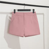 Fongt Suit Shorts Female Black Summer Thin 2024 New Loose High-Waist A-Line Casual Wide-Leg Pants-Outfit