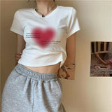 Fongt New Ins Summer Women's Sexy Print English Short T-Shirt Top