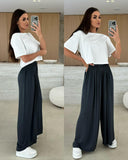 Fongt Summer Leisure Wide Legs Burst Loose Casual Fashion Trousers Women