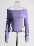 Fongt Lazy Top Dress 2025 Autumn New Fashion Niche Irregular Shoulder Knitted Sweater Woman
