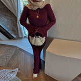 Fongt Solid-Colored Round-Neck Long-Sleeved Dress Woman With Wooden Ear In Autumn 2025