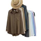 Fongt Loose Feeling Loose Lanky Long-Sleeved Shirt Women's Spring And Autumn Design Sense Of Small Casual Chic Outside Folding Clothes