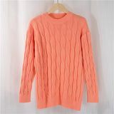 New 2021 Autumn Winter Women's Sweaters Pullovers Warm Minimalist Korean Elegant Pink Solid Ladies Jumpers