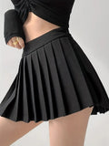 Summer Solid Pleated Mini Skirt, Y2K Cute Skirt For Spring & Summer, Women's Clothing-Outfit