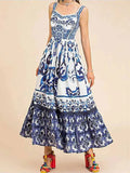 Fongt 2025 New Women's Bohemian Elegant Long-Singed Print Sling Dress