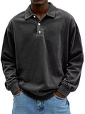 Fongt New Men's Casual Long-Sleeved Button-Down Shirt Polo Shirt