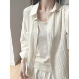 Fongt Apricot Thin Sunscreen Long-Sleeved Shirt Women's Summer Dress New Loose Thin Shirt Folded