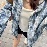 Fongt Plaid Shirt 2025 Spring And Autumn Loose Retro Top Design Feel Heavy Coat Woman