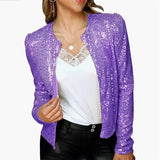 Fashion Ultrashort Sequins Jacket Women Small Coat Spring Autumn Thin Cardigan Top Lady Streetwear Outerwear Casual