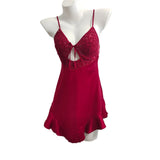 Fongt Pajamas Female Summer Lace Breast Pad Sling Ajaskirt Pajamas Set Bride Red Ice Silk Homewear