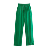 New Pocket Pendent Loose Shirt Elastic Waist Pant Suit-Outfit