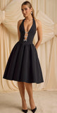 Fongt Spring And Summer New Hanging Neck Bow Deep V Bare Back Sexy Poneng Dress LX0116