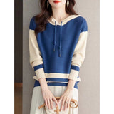 Fongt Women's Autumn/Winter 2025 New Ocean-Loose Casual Closed Knitted Small Long Sleeve T-Shirt