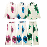 Fongt Summer Casual Printing Trouser Set New Women's Hanging Shirt