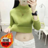 Thicken Sweater Womens Casual Warm Velvet Lined Big Size 4xl Knit Pullover Half Turtleneck Poleras Soft Knitwear