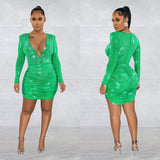 Fashion Women's Solid Color Net Gauze Hot Diamond Temperament Short Dress Dress-Outfit