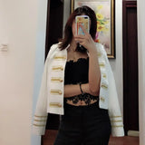 Women Long Sleeve Fashion Women Short Jacket Outerwer Slim Embroidery Double Breasted Military Streetwear Coat