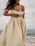 Fongt V-Necked Suspension Dresses 2025 Spring New Temperament Elegant Sexy Strap-On Striped Slings Long Skirts