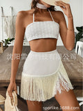 2025 New Blouse Short Skirt Women Split Two Sets Of Beach Vacation Bra Strap