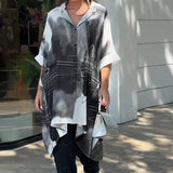 Fongt 2024 New Fashion Gradient Long Irregular Loose Shirt Jacket Women-Outfit