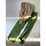 Fongt Retro Green High-Waisted Plus Velvet Slack Autumn And Winter New Set Thin Corduroy Broad Leg Trousers