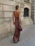 Fongt New Women's Sexy Hottie Long Sling Skirt With A Vertical Feeling With A Shoulderless Sleeve