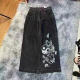 Loose Jeans Men's Vintage Print Hip Hop Gothic Street Wear Harajuku Men's Slacks-Outfit
